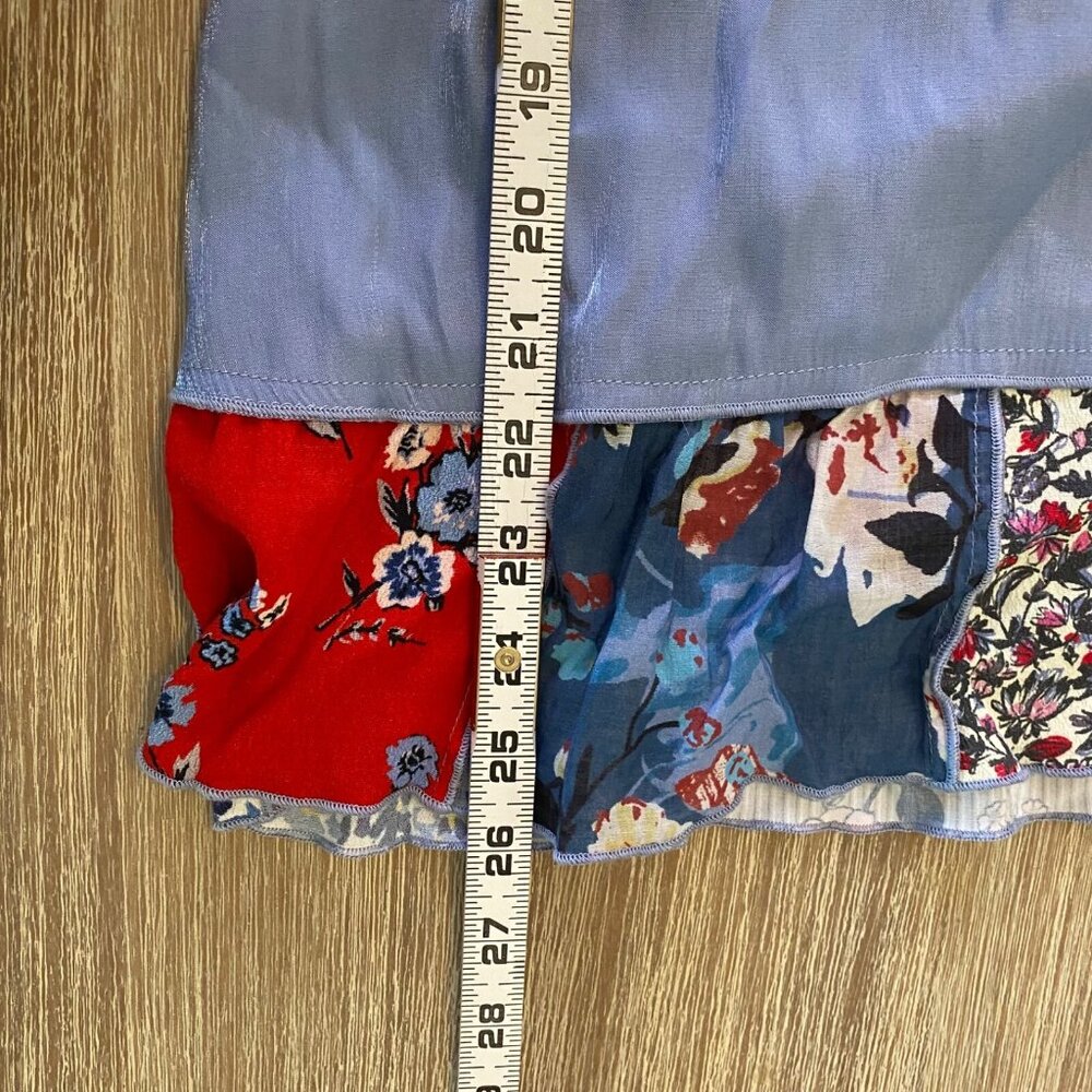 John Mark Top Women's Sz XL Blue Patchwork Hem Boho Art to Wear Shimmer Unique - Picture 10 of 10